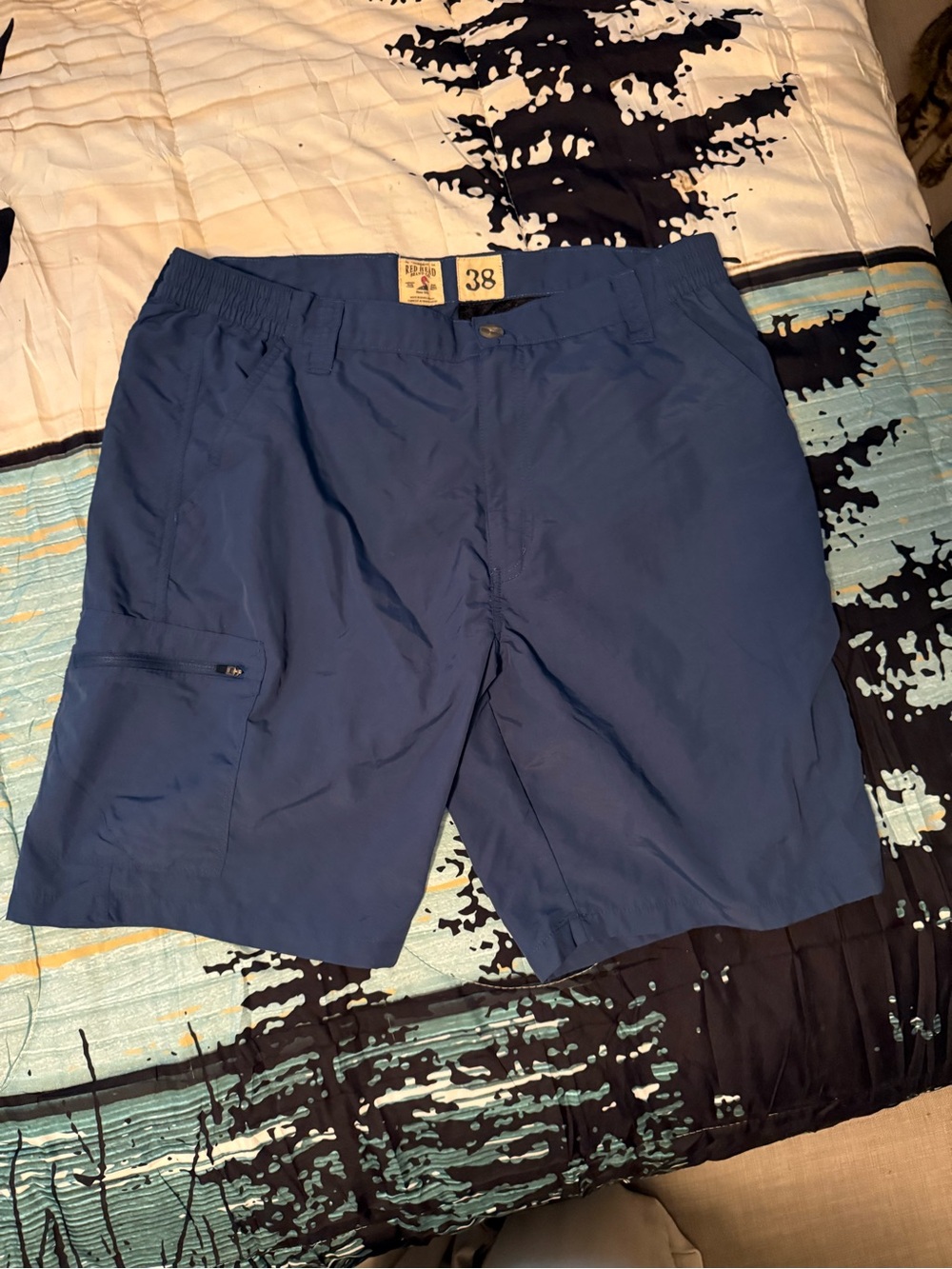 RedHead Bass Pro Mens Nylon Fishing Cargo Shorts Size 38 Blue Hiking 612RHS20
